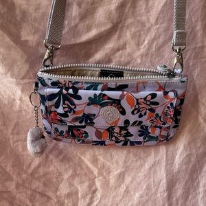 Kipling Floral Crossbody Bag Lightweight Nylon Shoulder Purse